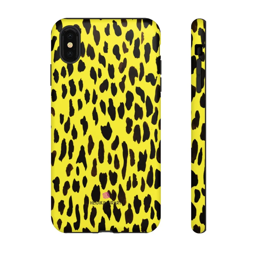 Yellow Leopard Designer Tough Cases, Animal Print Best Case Mate iPhone Samsung Case-Made in USA