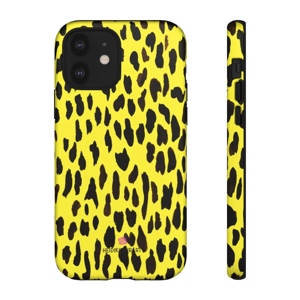 Yellow Leopard Designer Tough Cases, Animal Print Best Case Mate iPhone Samsung Case-Made in USA