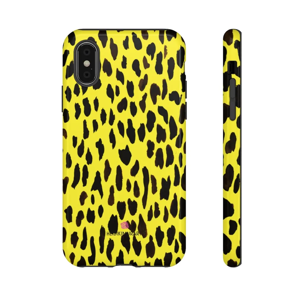 Yellow Leopard Designer Tough Cases, Animal Print Best Case Mate iPhone Samsung Case-Made in USA