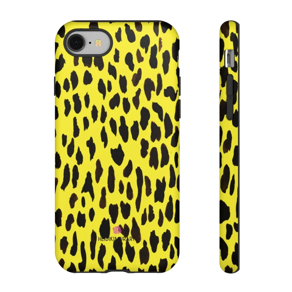 Yellow Leopard Designer Tough Cases, Animal Print Best Case Mate iPhone Samsung Case-Made in USA