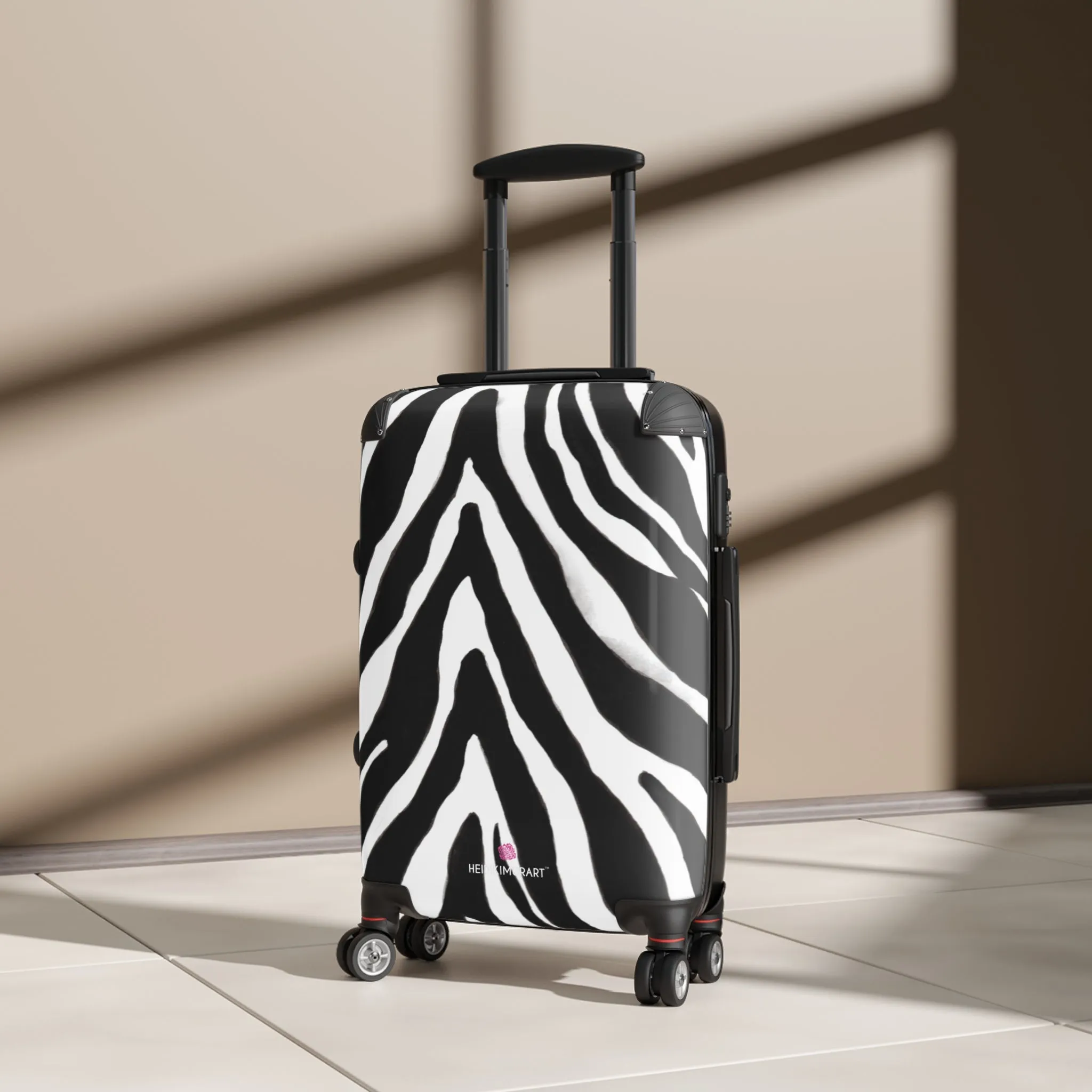 Zebra Print Best Suitcases, White and Black Zebra Striped Animal Print Designer Suitcase Luggage (Small, Medium, Large)