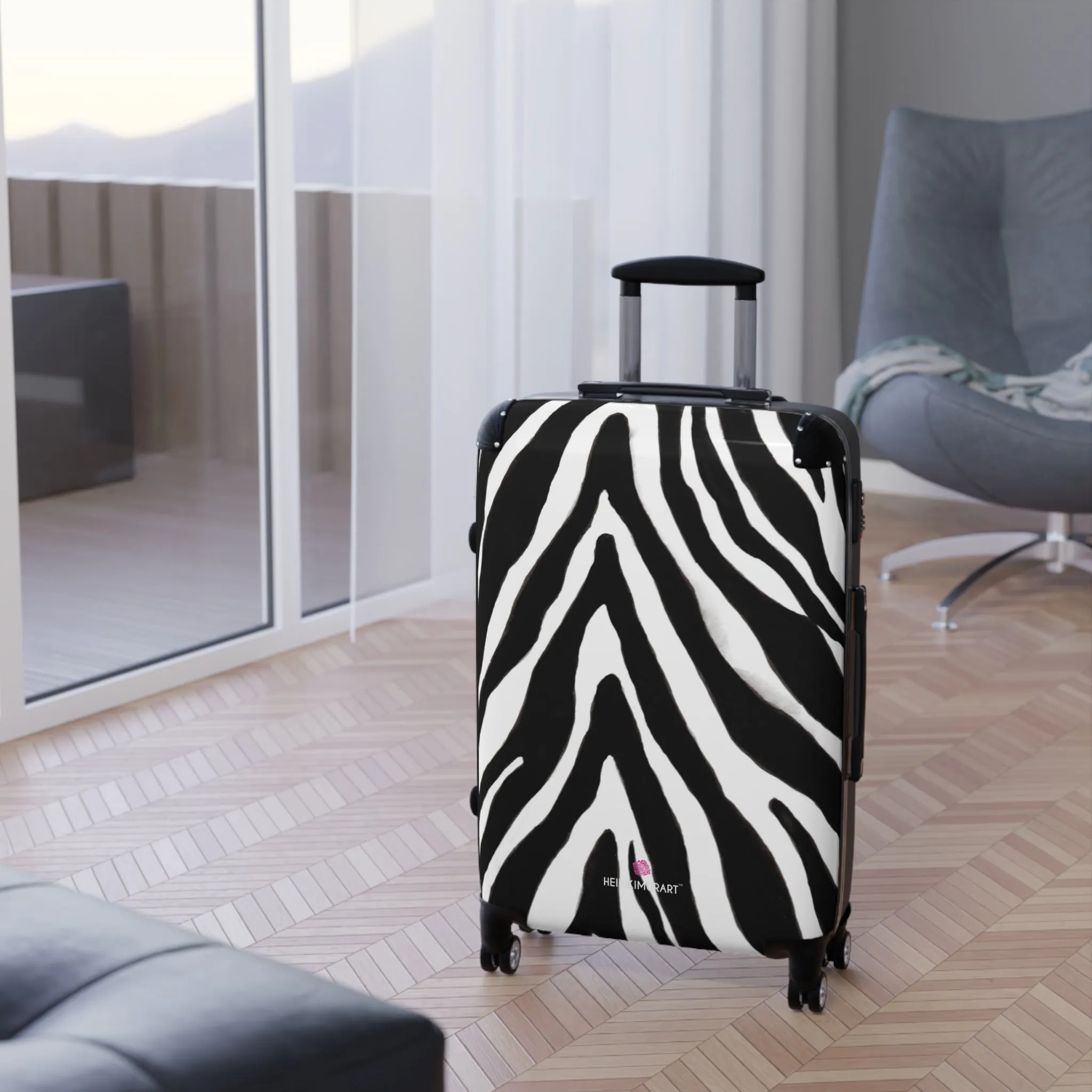 Zebra Print Best Suitcases, White and Black Zebra Striped Animal Print Designer Suitcase Luggage (Small, Medium, Large)