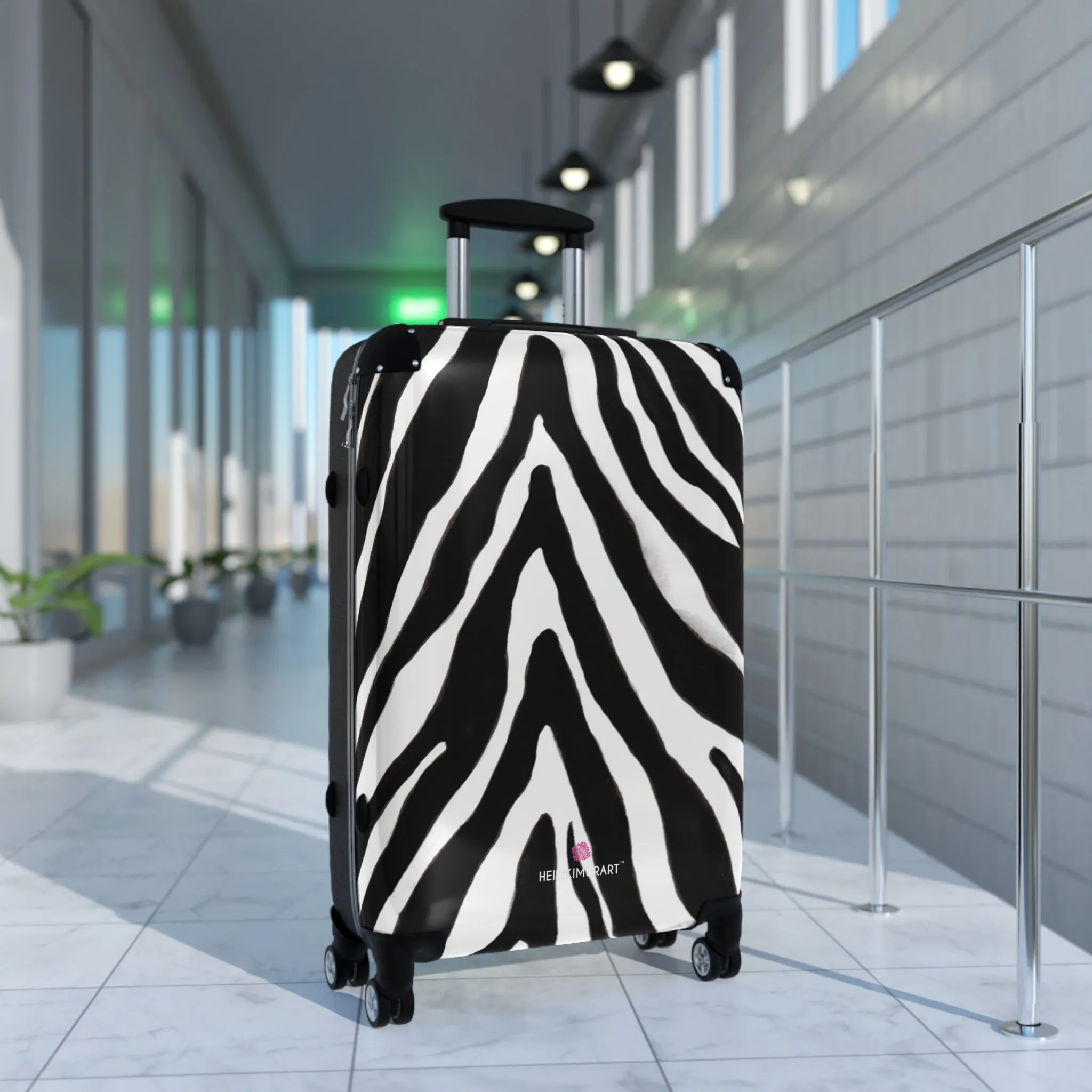 Zebra Print Best Suitcases, White and Black Zebra Striped Animal Print Designer Suitcase Luggage (Small, Medium, Large)