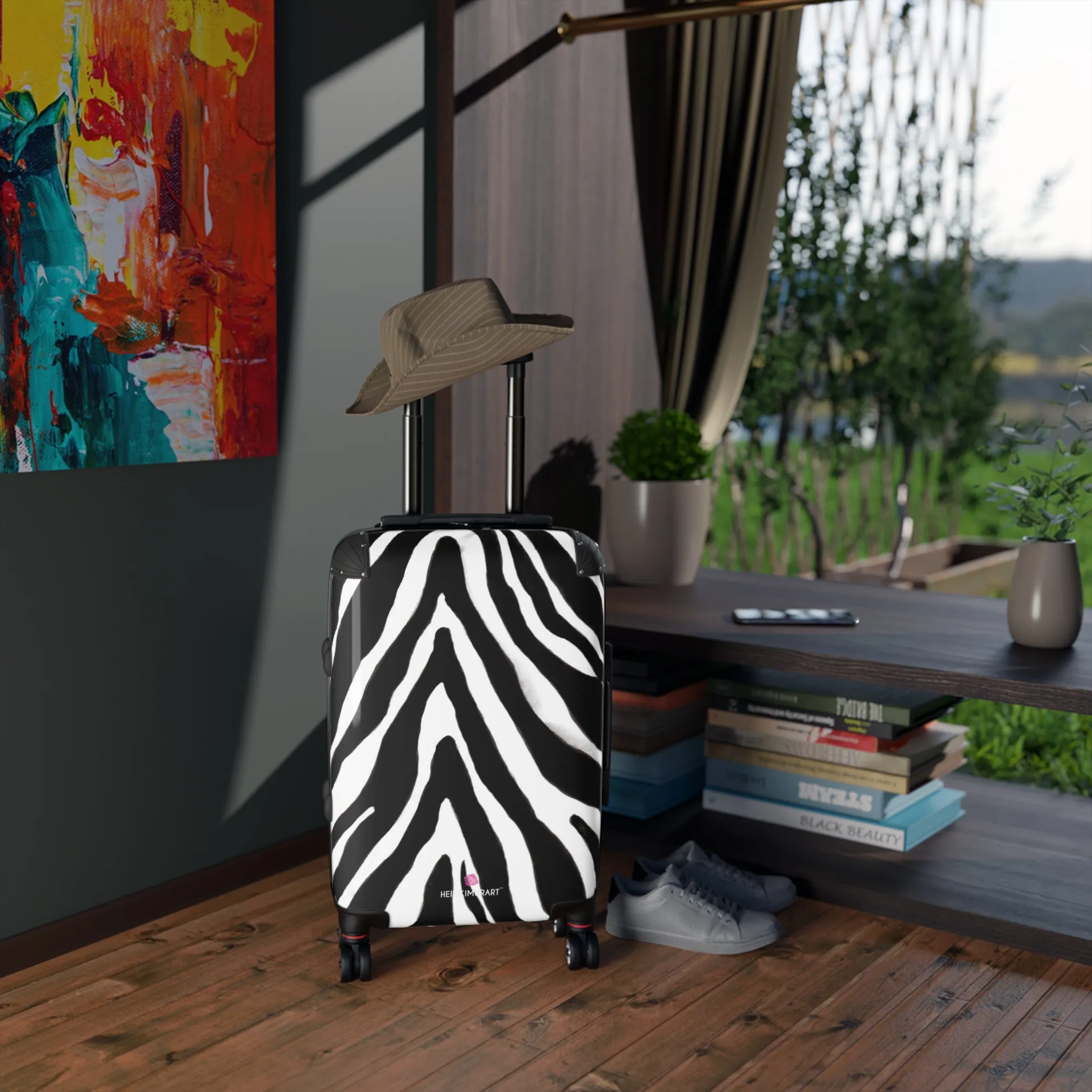 Zebra Print Best Suitcases, White and Black Zebra Striped Animal Print Designer Suitcase Luggage (Small, Medium, Large)