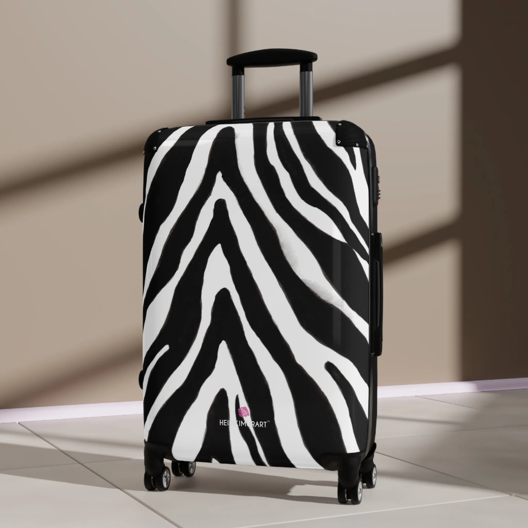 Zebra Print Best Suitcases, White and Black Zebra Striped Animal Print Designer Suitcase Luggage (Small, Medium, Large)